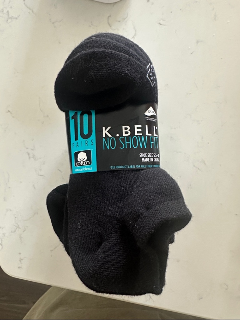 NWT K Bell No-Show Socks - Black (10 Pairs)